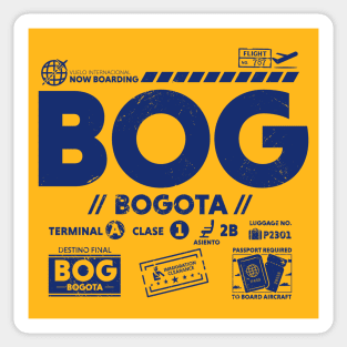 Vintage Bogota BOG Airport Code Travel Day Retro Travel Tag Sticker